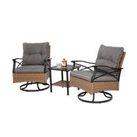 GARTENSET 64/82/58 cm Braun-Grau aus Stahl mit Dreh- und Schaukelfunktion 3er Set - Grau, Metall - OKMYHOME