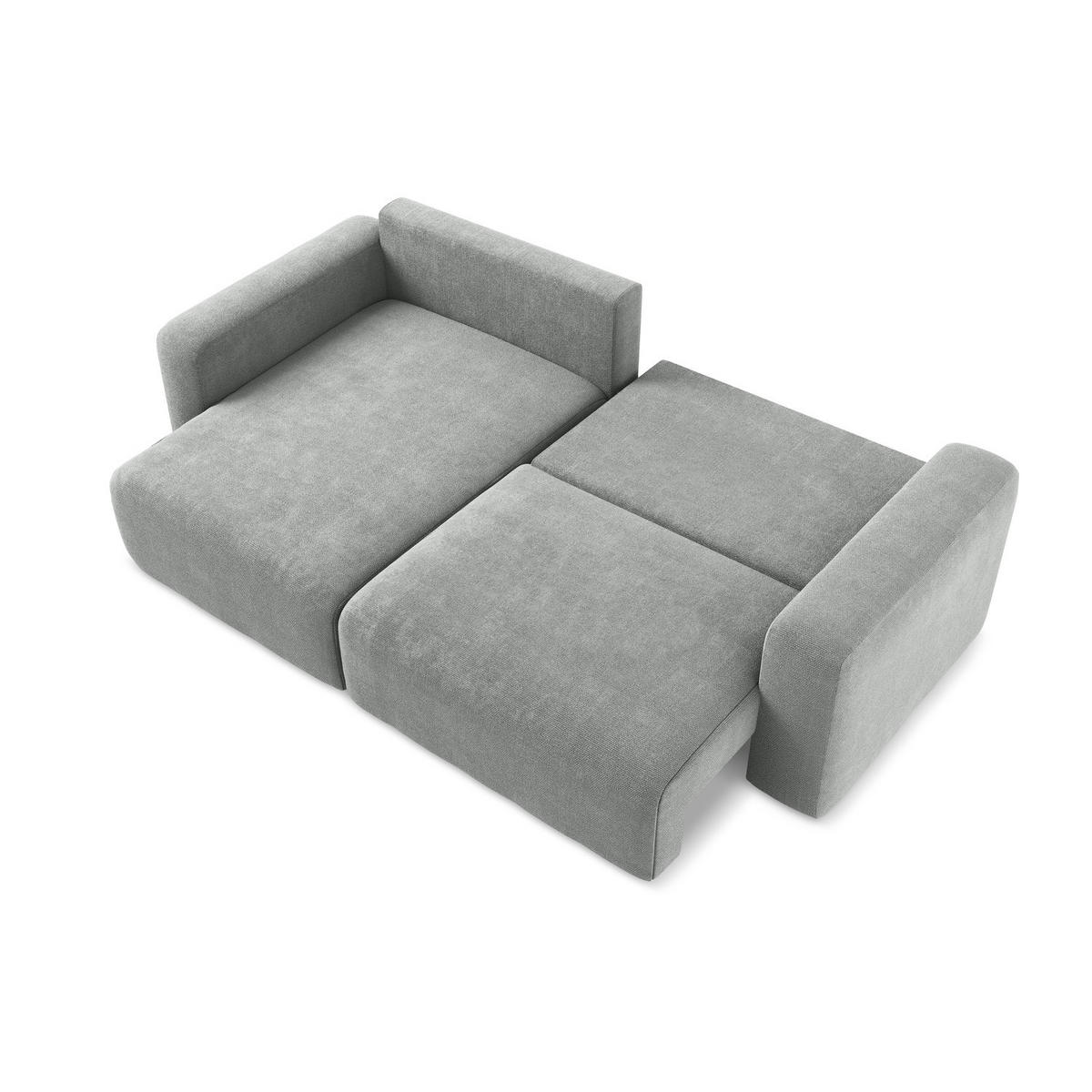 ECKSOFA mit Schlaffunktion links Chenille Stoff Grau - Blau/Schwarz, Kunststoff/Textil (149/244cm) - LaMiaSofa