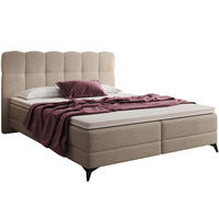 BOXBETT Madison 6 Beige 160/200 H2/H3 Boucle - Beige/Schwarz, Textil/Metall (160/200cm) - wonello