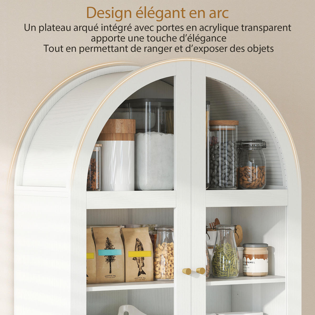 HIGHBOARD DE-11336 Vitrine mit 2 Acryltüren & verstellbaren Böden Weiß - Weiß, Holzwerkstoff (40/180/78cm) - ComfortXL