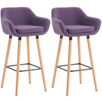 BARHOCKER 2er-Set mit Lehne Lila VILO Stoffbezug 99x55x46 cm - Lila, Holz/Textil (55/99/46cm) - DELUKE