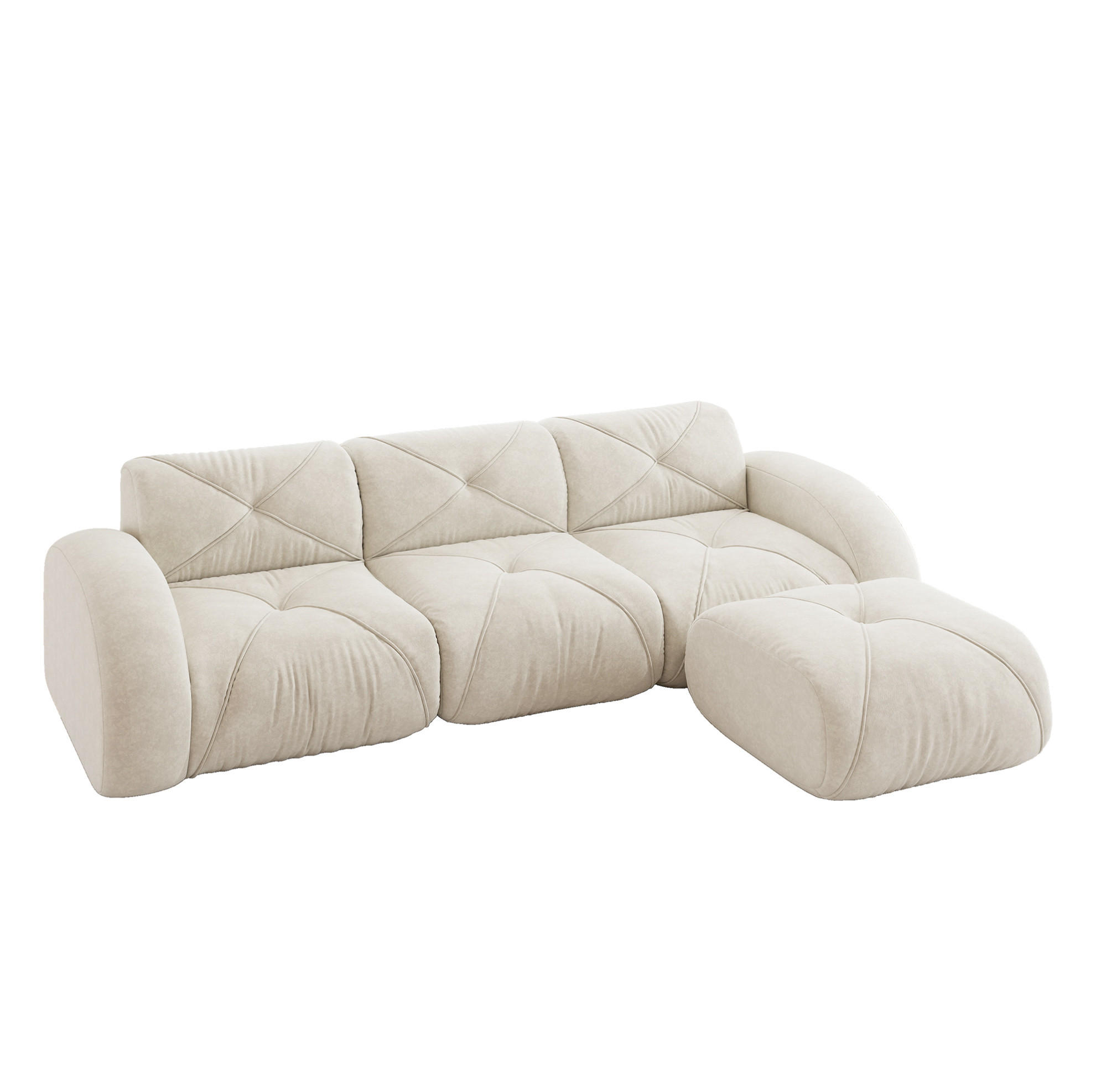 MODULSOFA aus Chenille White - Weiß, Kunststoff (171/281cm) - Meubliv