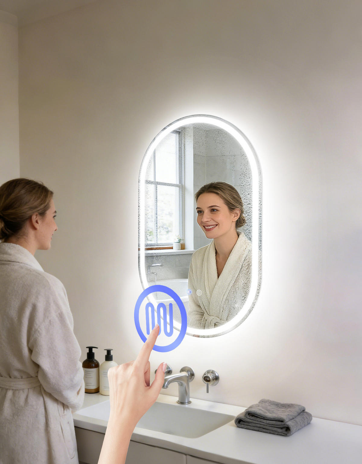 LED BADEZIMMERSPIEGEL 2.9/50/80cm - Weiß, Glas (2.9/80/50cm) - Nettlife