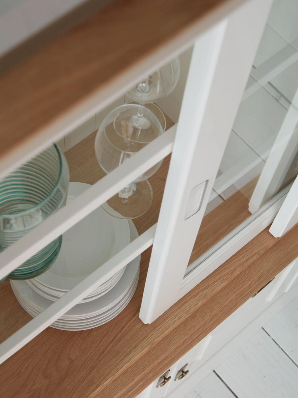 BUFFET Novara 5-türig mit 2 Schubladen - Weiß/Braun, Holz (163/117/48cm) - Casamia Massive Möbel