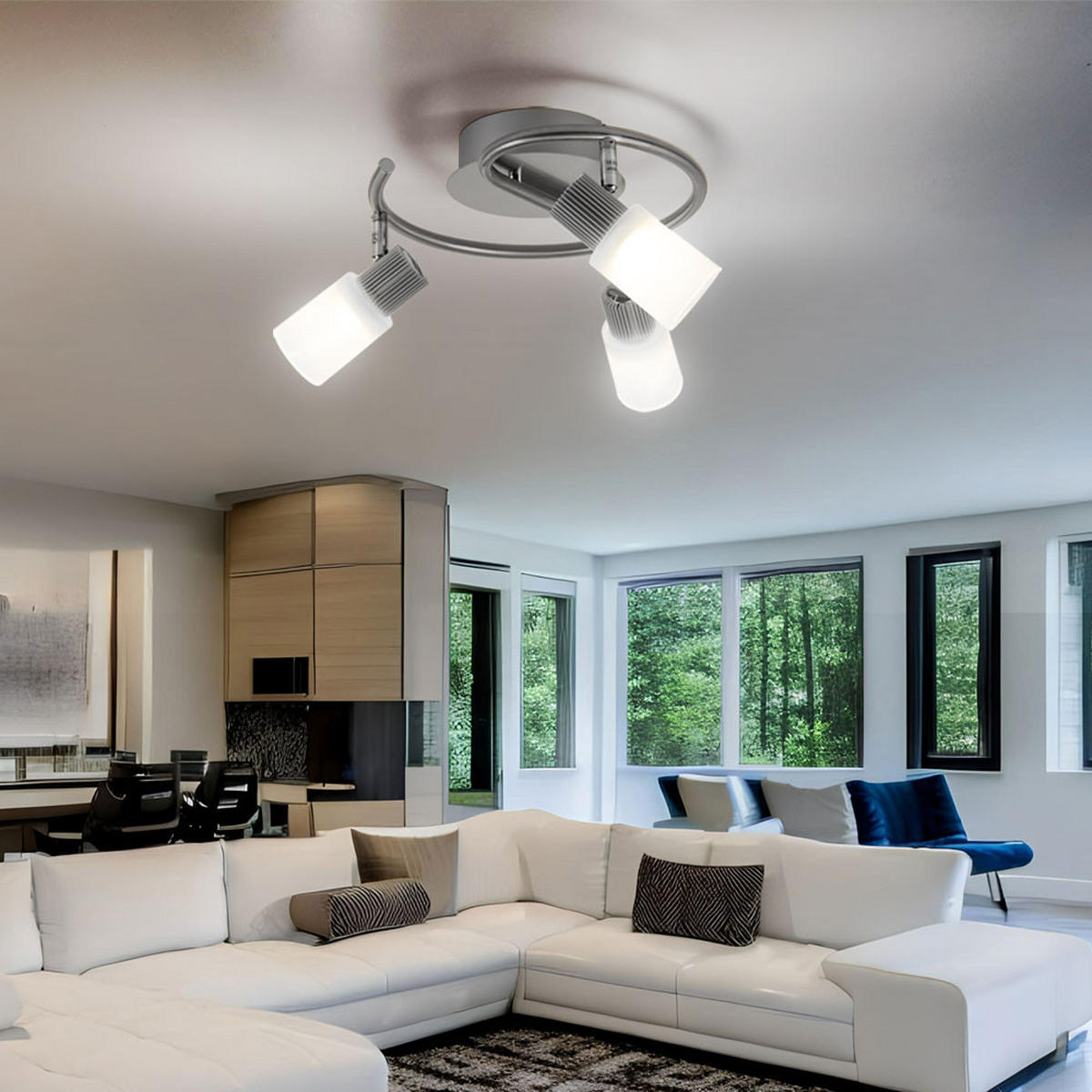 LED DECKENLEUCHTE Lister Metall Silber - Silberfarben, Glas (28/28/14.5cm) - Globo Lighting