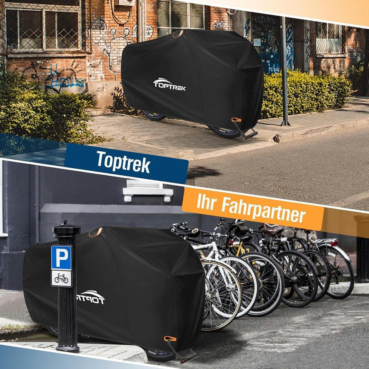 FAHRRADABDECKUNG 420D Oxford 200 x 110 x 70 cm - Schwarz, Textil (110/70/200cm)