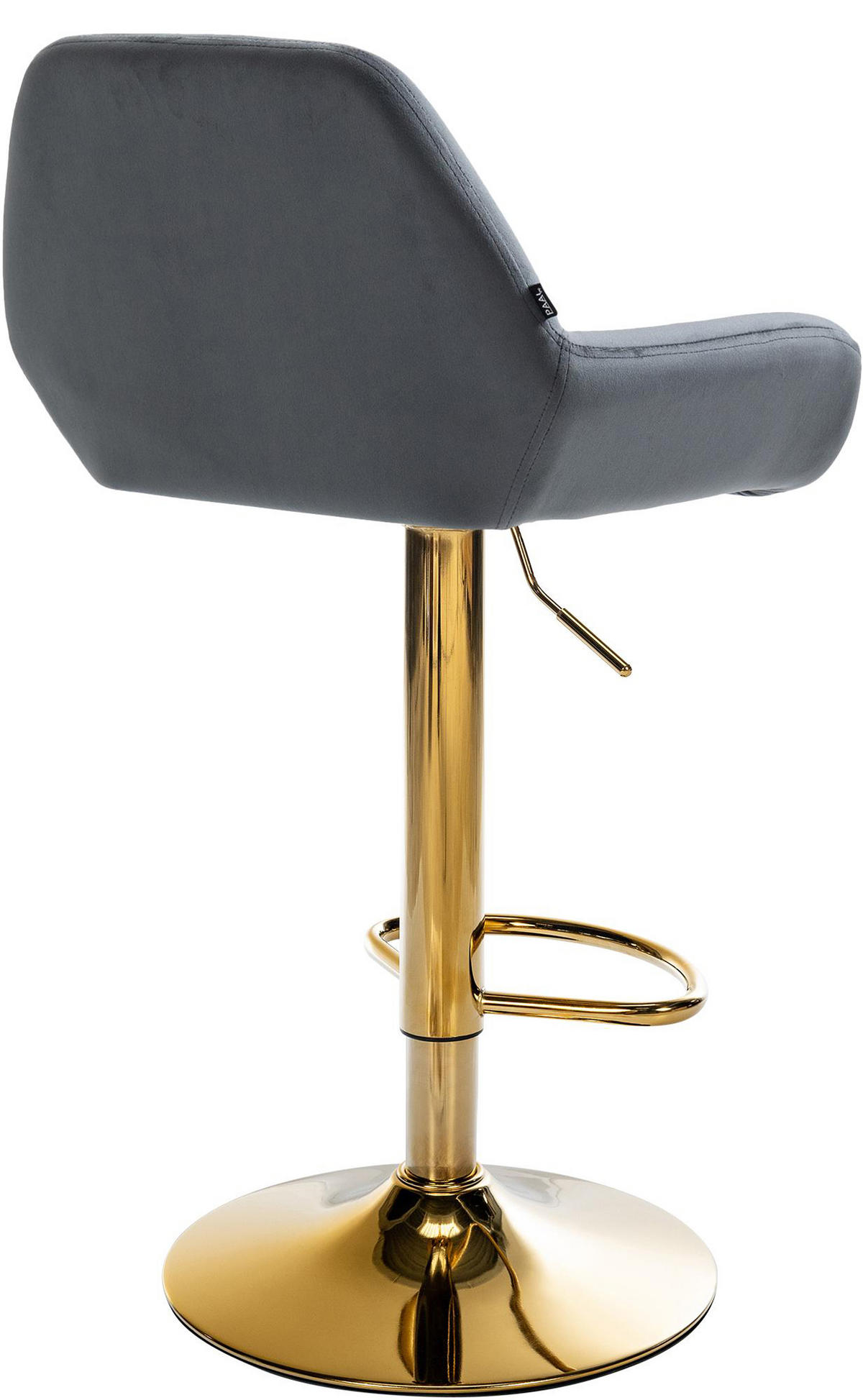 BARHOCKER 2er Set Prag Gold Samt dunkelgrau - Dunkelgrau/Goldfarben, Textil/Metall (51/109/52cm) - TPFLiving