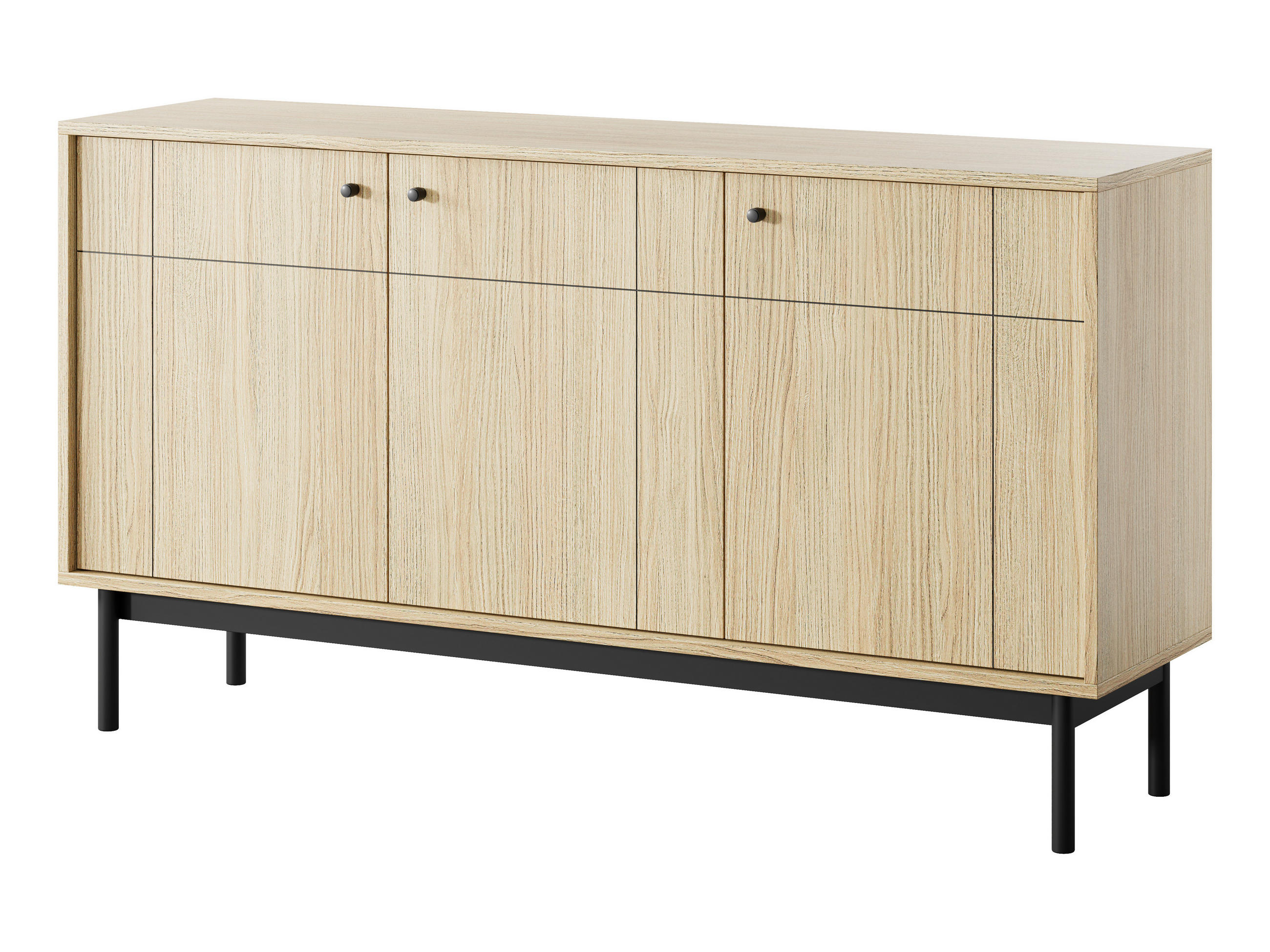 SIDEBOARD Cypressa 3T Braun 154/83/39 cm – mit Beinen auf Gestell - Schwarz/Braun, Holzwerkstoff (154/83/39cm) - AX Living