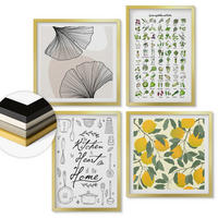 WANDBILDER 4er Set - 50x50 cm & 40x60 cm Goldrahmen - Küchenkräuter-Zitronen-Malerei - Goldfarben, Kunststoff (50/50cm) - ArtPrintCave