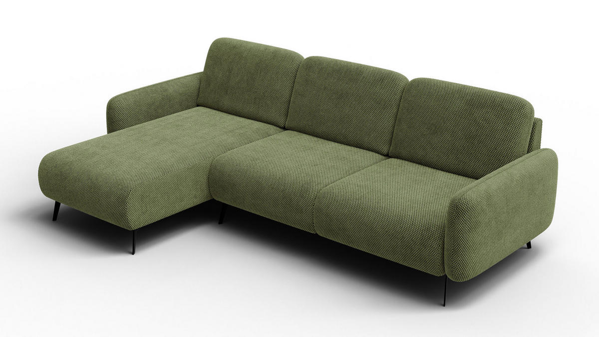 ECKSOFA FEBE 4-Sitzer links, olivgrün - Schwarz/Olivgrün, Holz/Textil (264/157cm) - Courtois Laville