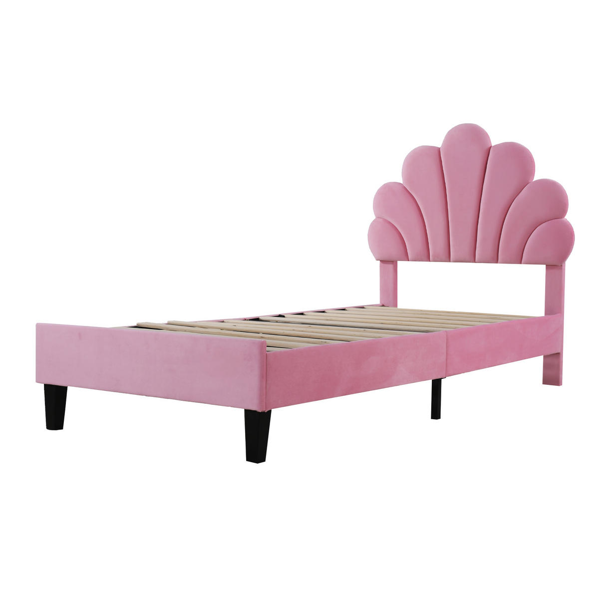 POLSTERBETT mit Blumen-Kopfteil 90x200 cm Samt Pink - Pink, Holz (90/200cm) - Meubliv