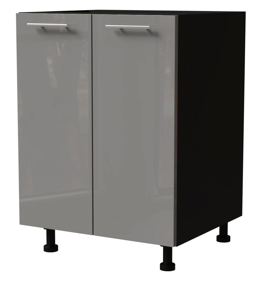 Feldmann-Wohnen Küchenunterschrank Grau, Schwarz 60x82x50 cm