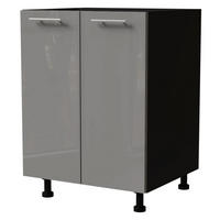 KÜCHENUNTERSCHRANK Essen D11/60 Grau Hochglanz / Schwarz Matt 60 / 50 / 82cm - Schwarz/Grau, Holz/Holzwerkstoff (60/82/50cm) - Feldmann-Wohnen