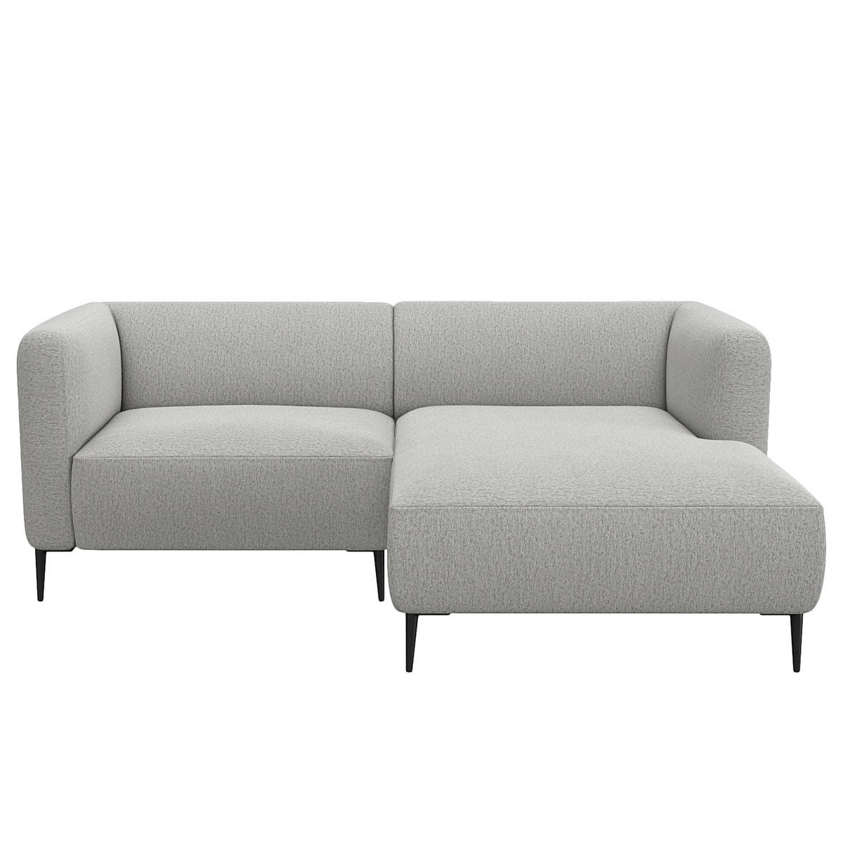 1,5-SITZER ECKSOFA mit Longchair - Hellgrau/Schwarz, Textil/Metall (211/148cm) - home24