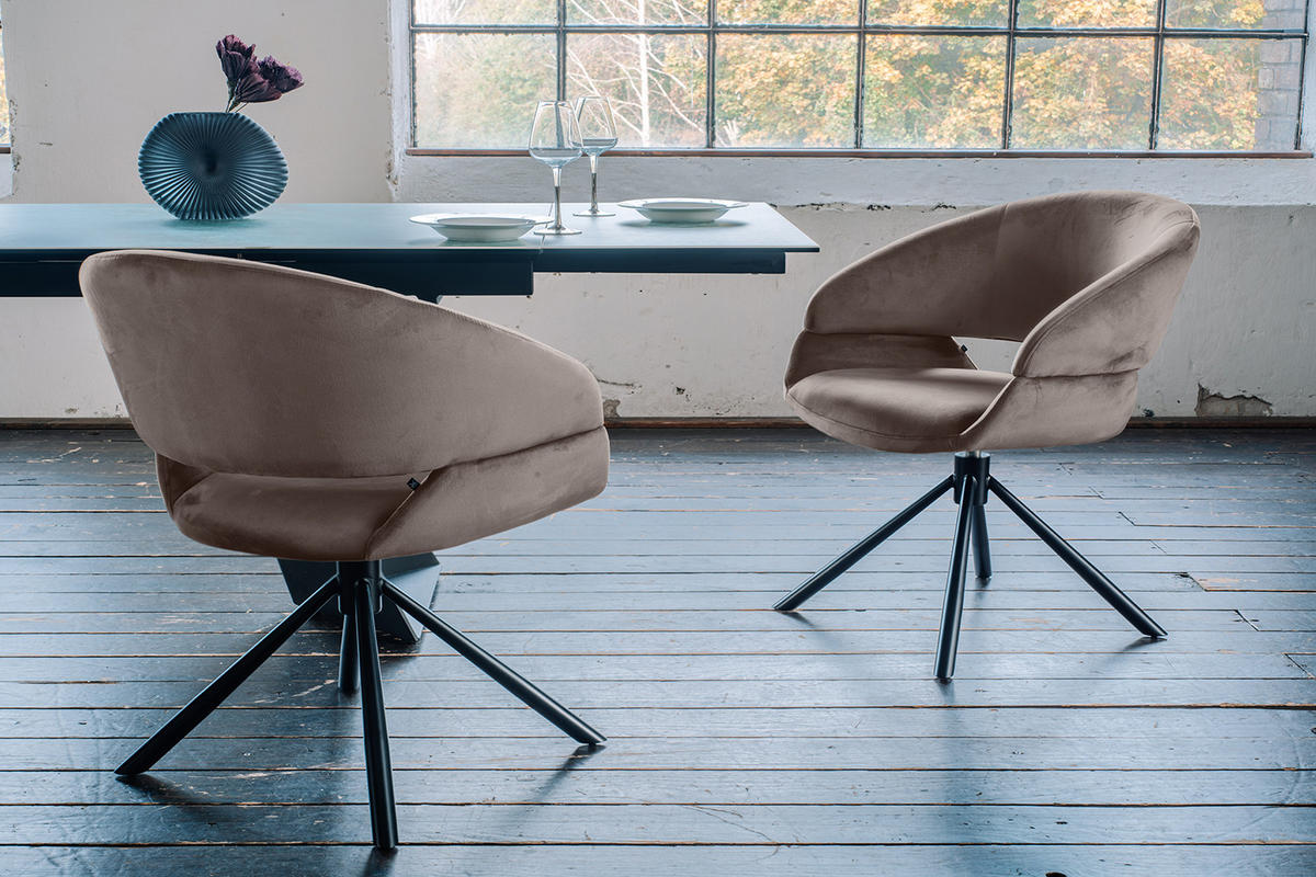 ESSZIMMERSTUHL LARA Taupe Velvet - Taupe/Schwarz, Kunststoff/Textil (61/82/62cm) - KAWOLA