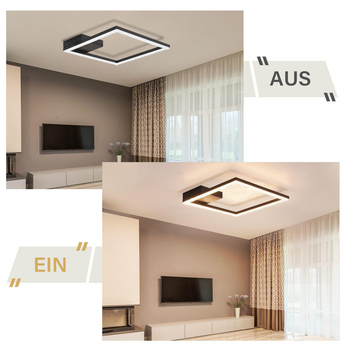 DECKENLEUCHTE LED Warmweiß Kristall Metall Wohnzimmer Flur 30CM - Weiß, Kunststoff (30/30/5cm) - ZMH