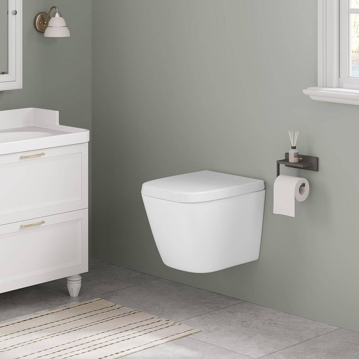 WC SITZ, Toilettendeckel, WC Sitz Eckig Weiß - Weiß, Kunststoff (36/5/45cm) - Woltu