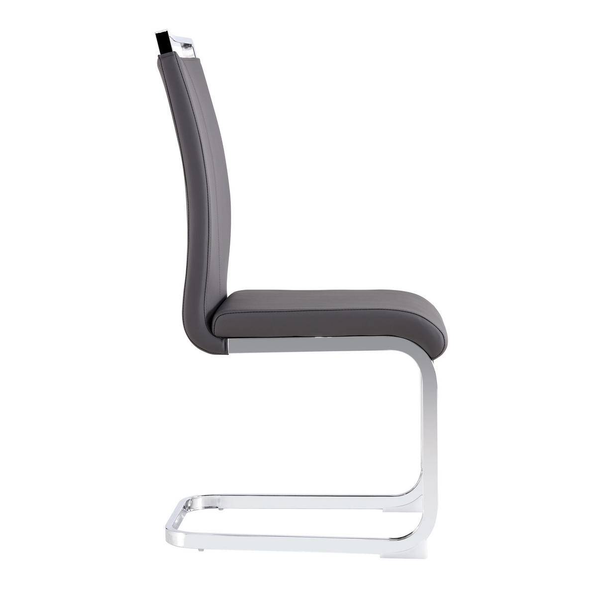 FREISCHWINGER 4er-Set Kunstleder Grau verchromtes Metallgestell - Grau, Metall (42/100/54cm) - Meubliv