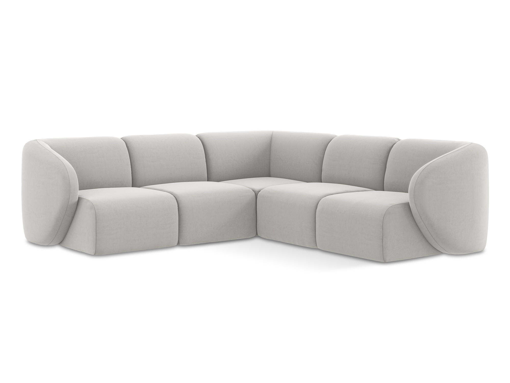 ECKSOFA Samt Stoff Grau - Silberfarben/Schwarz, Holzwerkstoff/Kunststoff (251/251cm) - Makamii