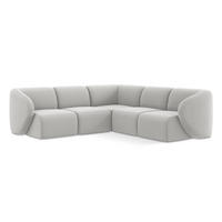 ECKSOFA Samt Stoff Grau - Silberfarben/Schwarz, Holzwerkstoff/Kunststoff (251/251cm) - Makamii