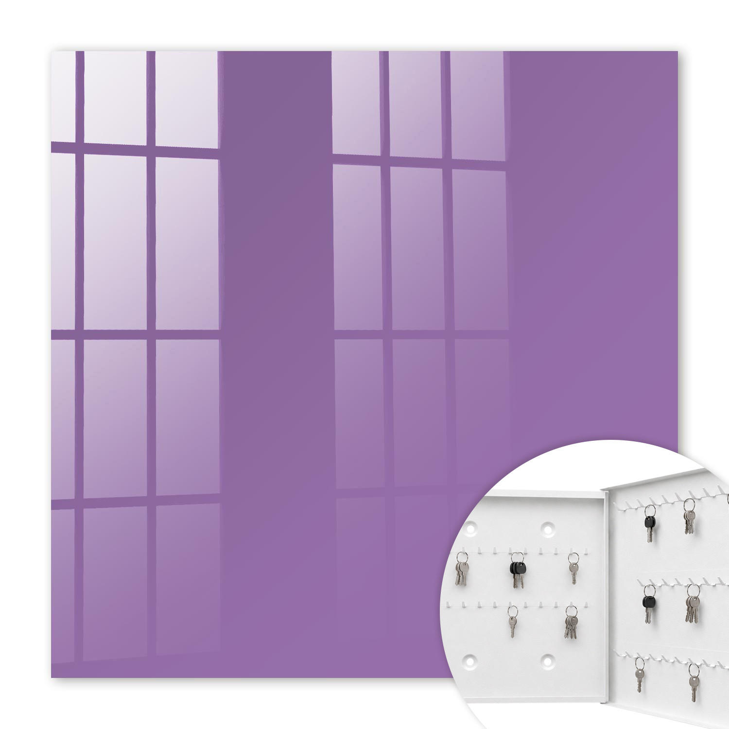 SCHLÜSSELBOX Weiß 30x30 cm – Türöffnung nach rechts - Violett - Lila, Metall (30/30/5cm) - TULUP
