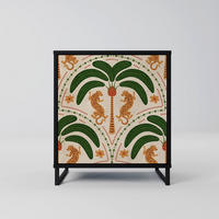 SIDEBOARD DANCING PREDATORS, Schwarz, 57,5x42x67,5 cm, Schwarze Metall-Rahmenfüße - Multicolor/Schwarz, Holzwerkstoff/Metall (57.5/67.5/42cm) - SpaceRebels