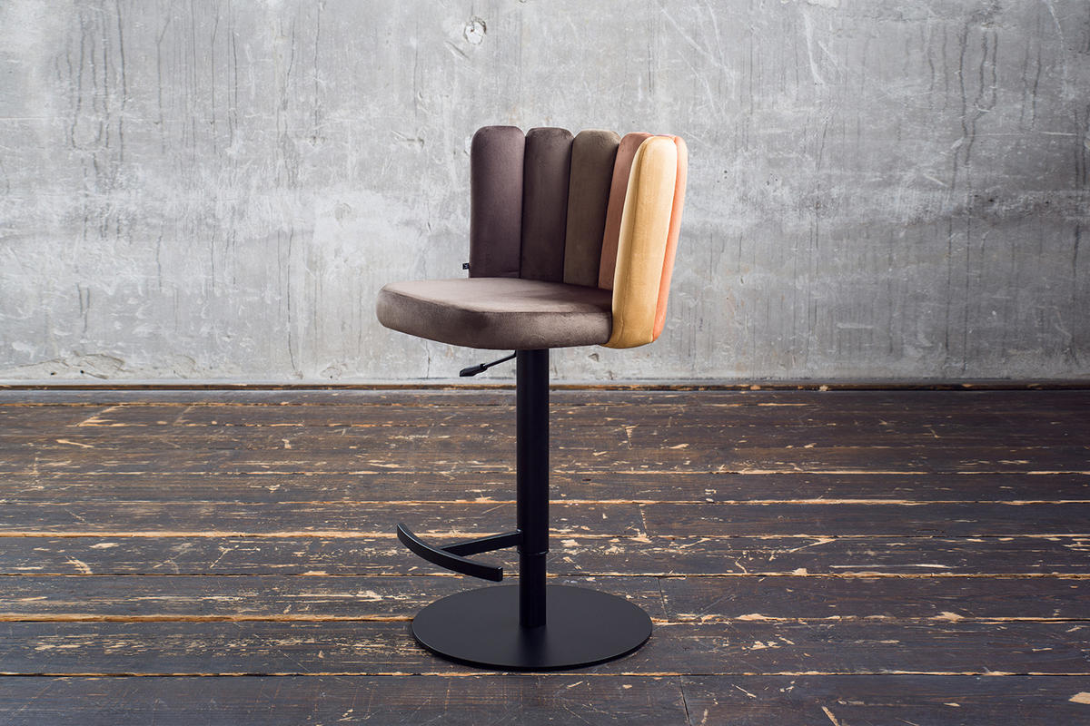 BARHOCKER JADA Braun Velvet - Dunkelbraun/Schwarz, Kunststoff/Textil (55/85/53cm) - KAWOLA