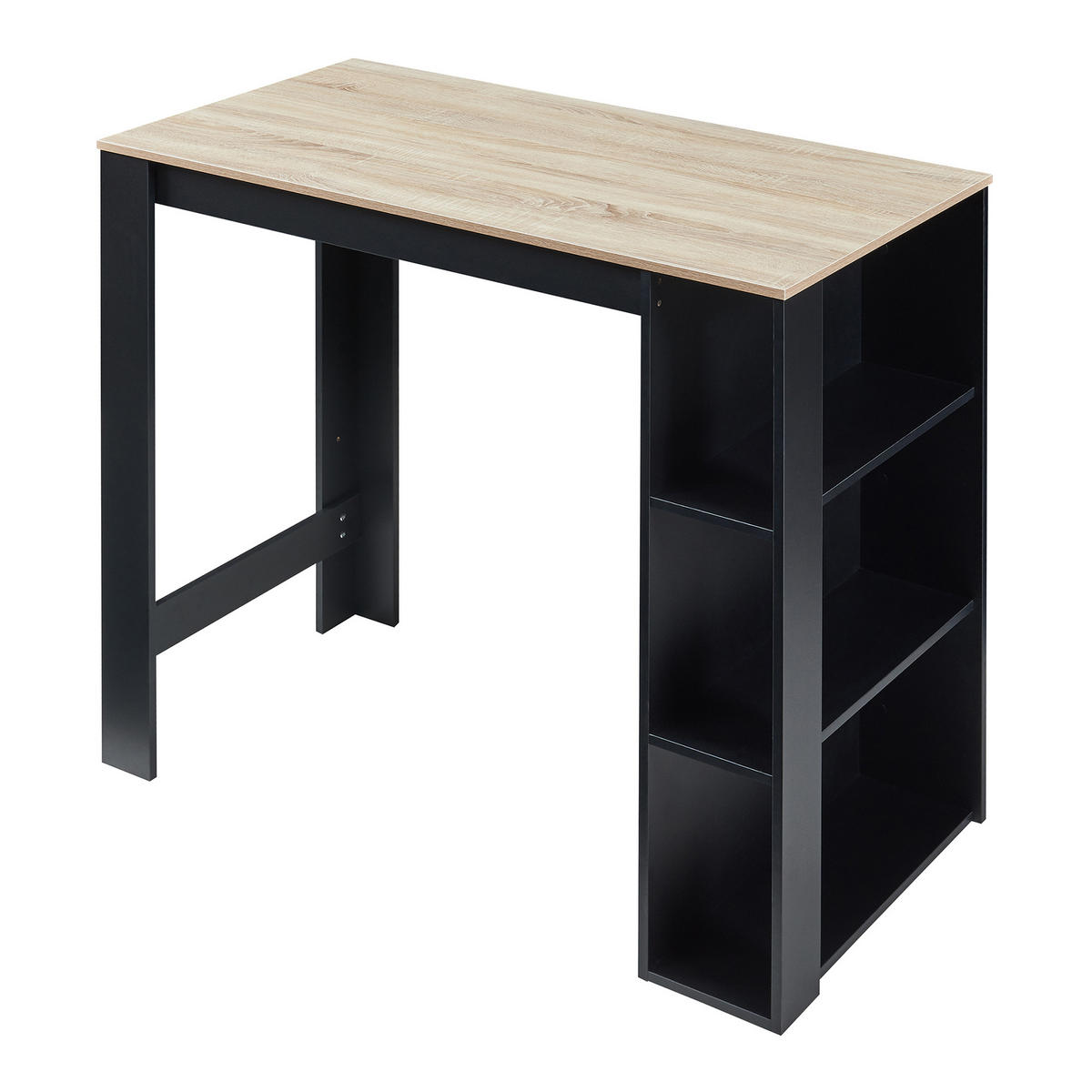 BAROVÝ STŮL Danderyd - černá/barva dubu, kompozitní dřevo (60/120/105.5cm) - [en.casa]