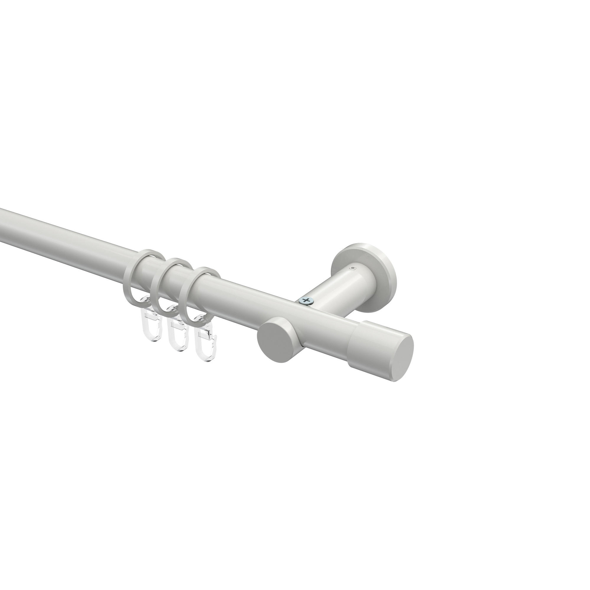 GARDINENSTANGEN-SET Platon Santo 400 cm (geteilt in 2 x 200 cm), 1-läufig, 20 mm Ø Weiß - Weiß, Metall (400cm) - INTERDECO