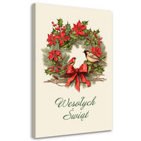 WANDBILD weihnachtsgirlande frohe weihnachten - Beige, Textil (40/60cm) - Feeby