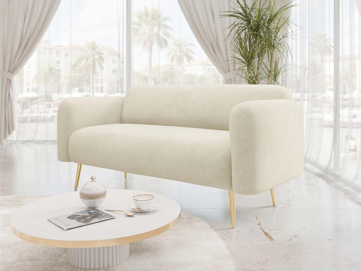 SOFA Nami 2 - Beige/Goldfarben, Holz/Textil (174/75/71cm) - MIRJAN24