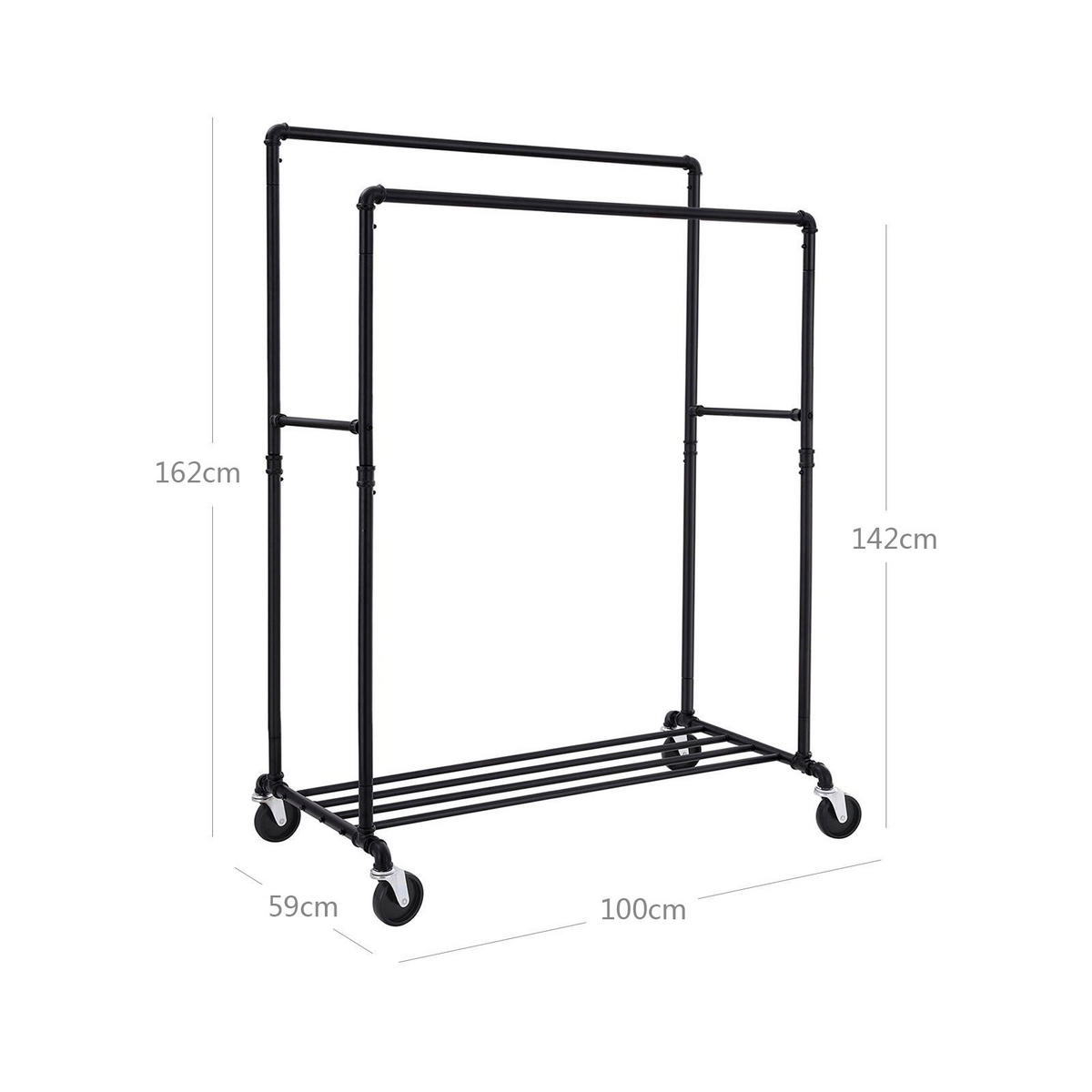 KLEIDERSTANGE - Schwarz, Metall (162/59/100cm) - Hansiro