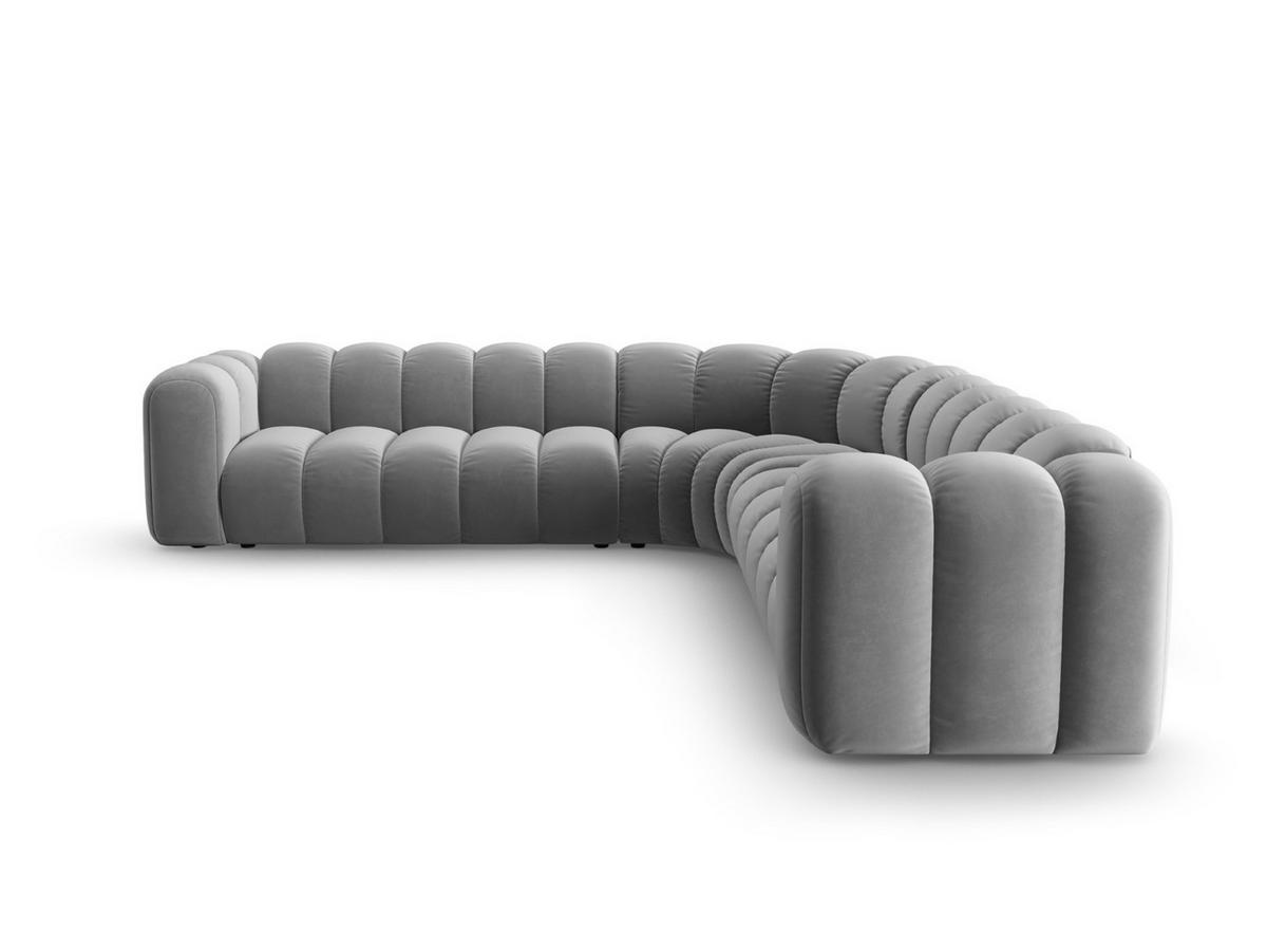 ECKSOFA symmetrisch modular Lupine aus Samt grau 5 Sitzplätze - Grau, Textil (309/309cm) - Micadoni