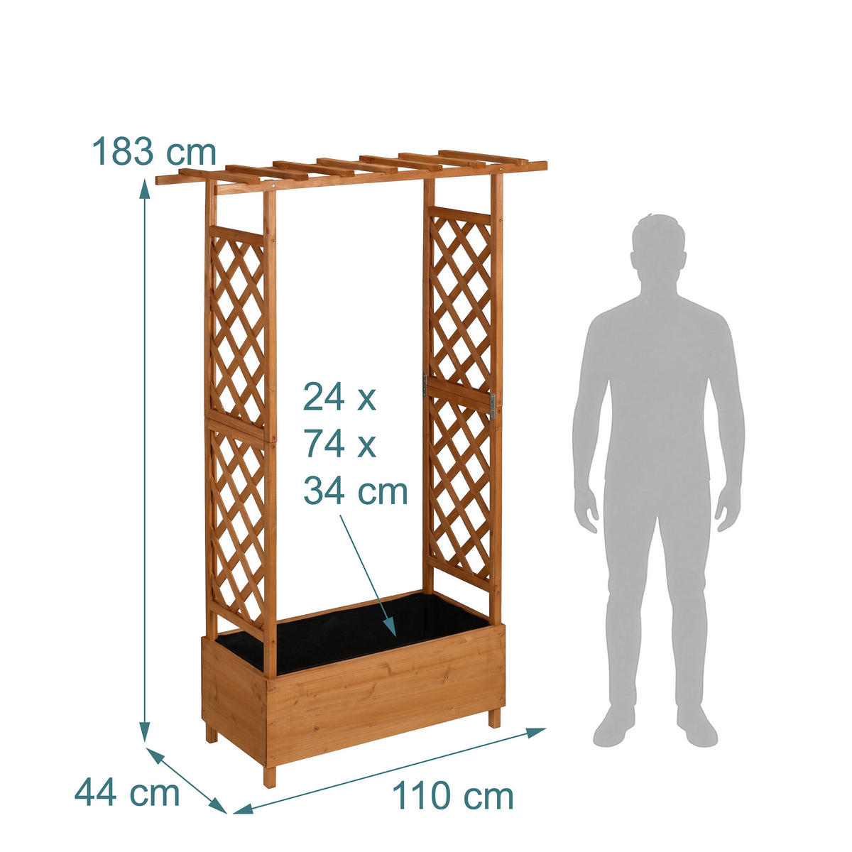 PFLANZKASTEN - Orange, Holz/Textil (110/183/44cm) - Relaxdays