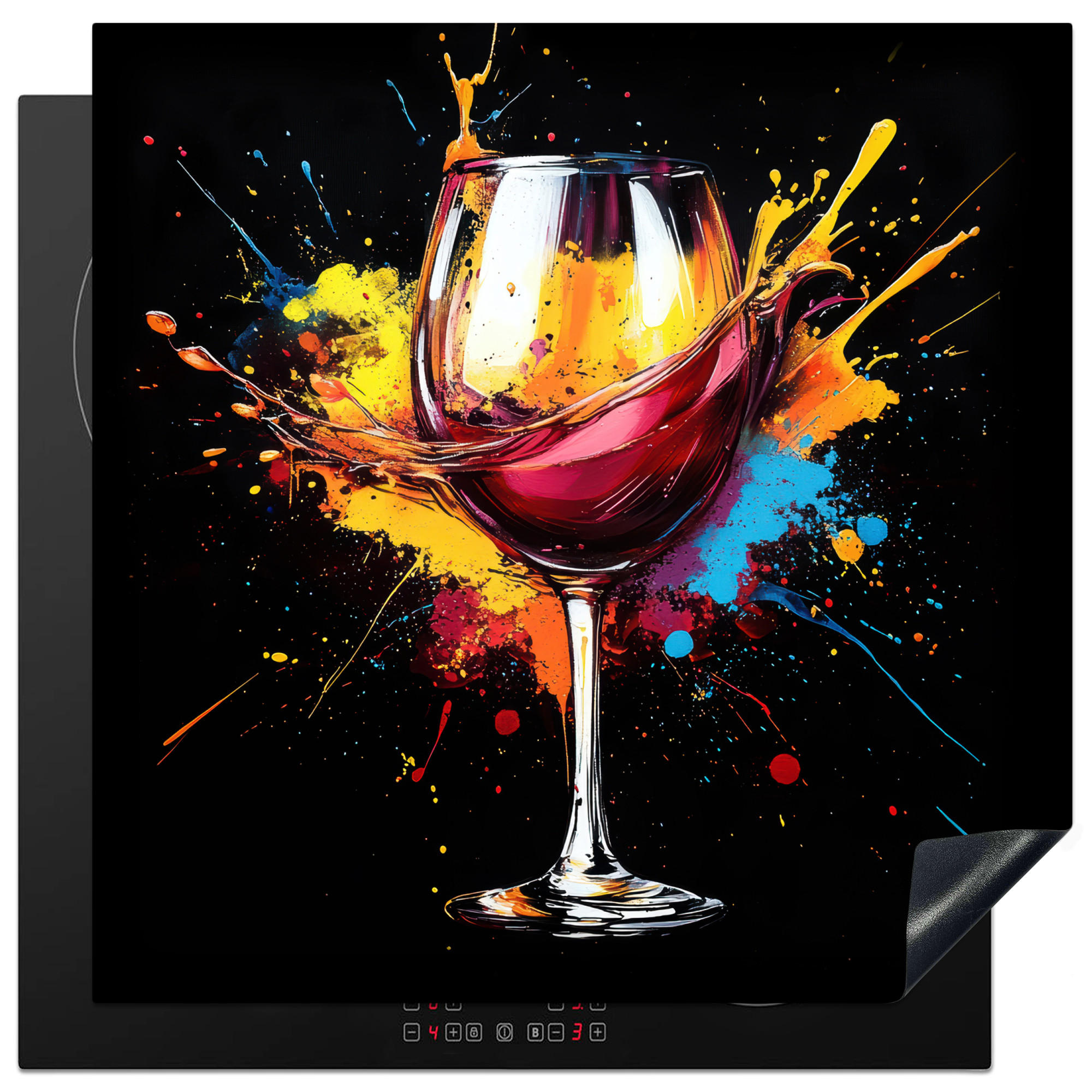 HERDABDECKPLATTE Wein - Glas - Graffiti - Getränk - Rot - Farbe 78x78 cm - Weinrot, Kunststoff (78/0.2/78cm) - MuchoWow