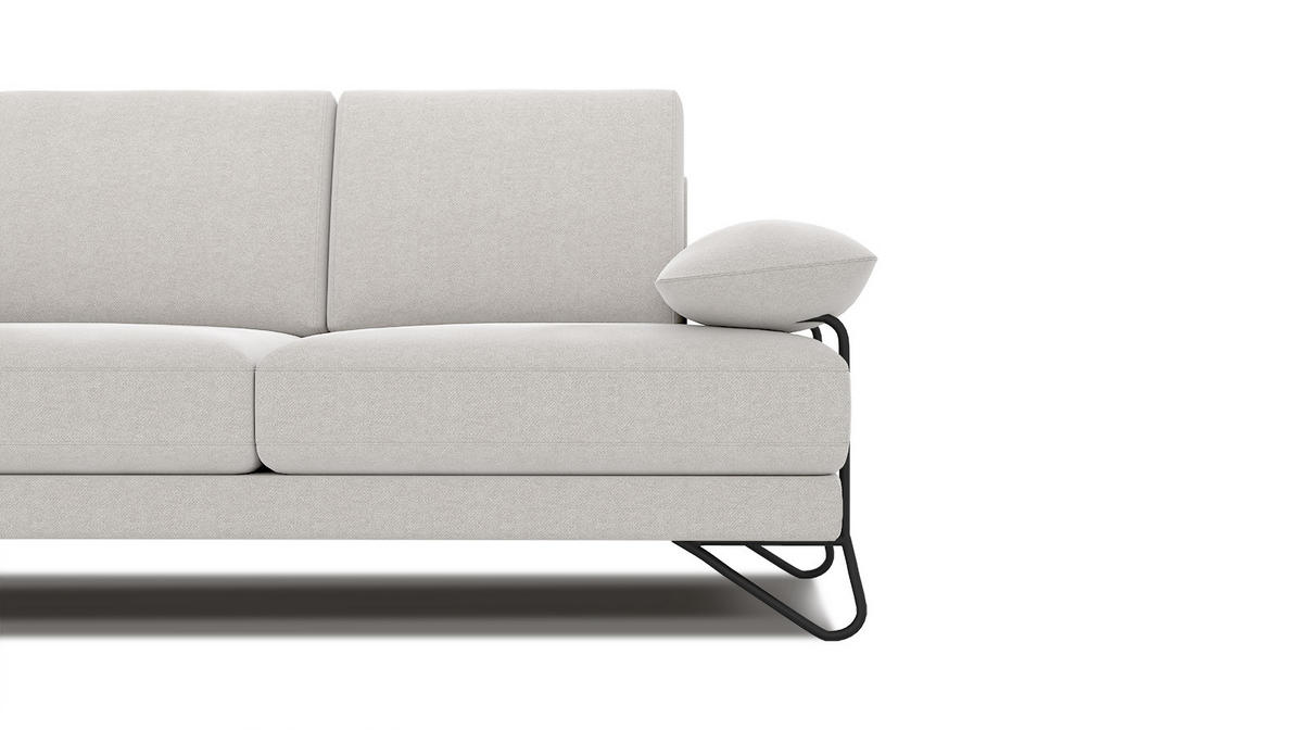 SOFA LORI 2-Sitzer, weiß - Schwarz/Weiß, Holzwerkstoff/Textil (185/87/96cm) - Courtois Laville