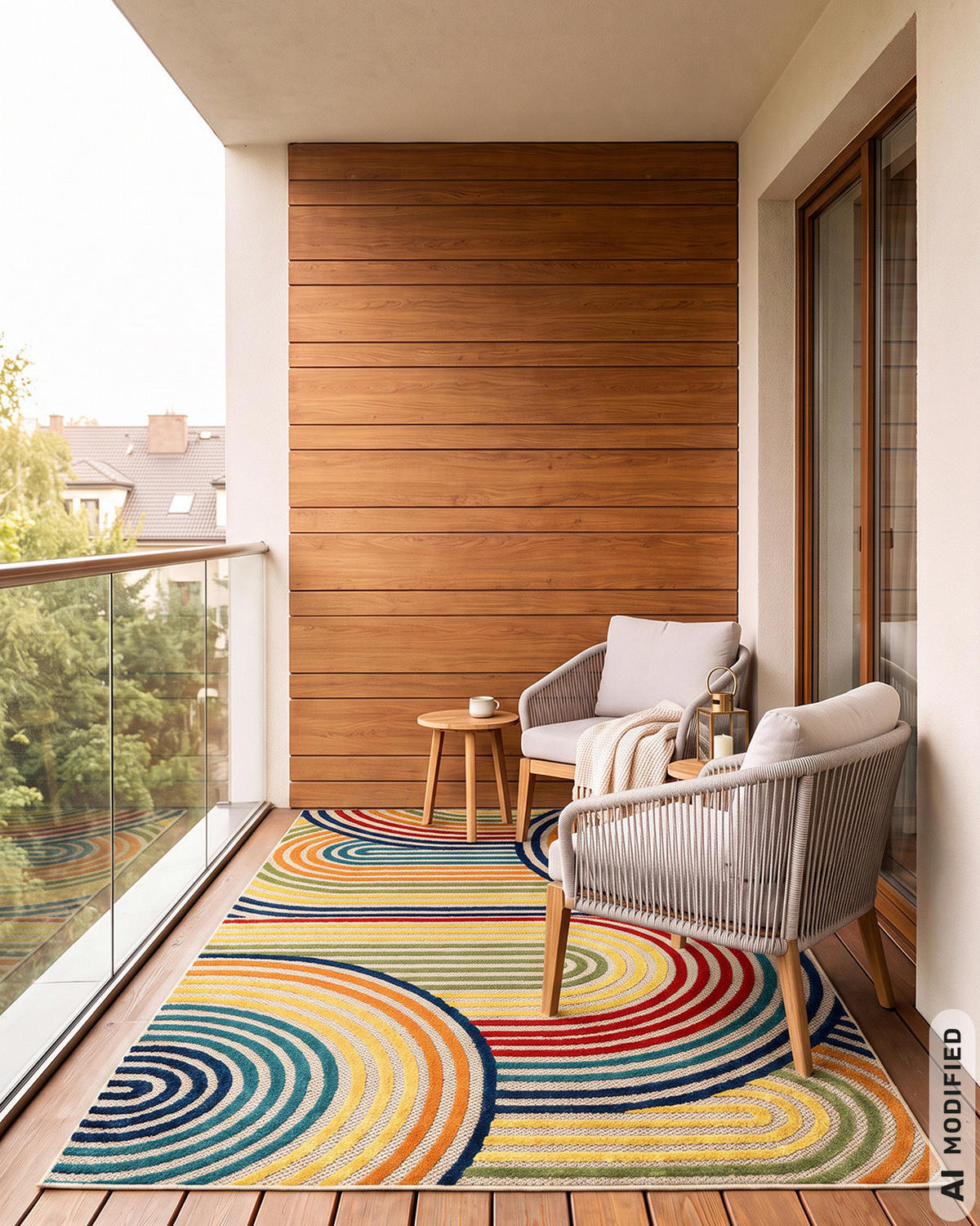 TEPPICH In-& Outdoor Fano Ovale Mazovia 120x170cm Blau Gelb Abstrakt Kurzflor - Blau, Textil (120/170cm) - Mazovia