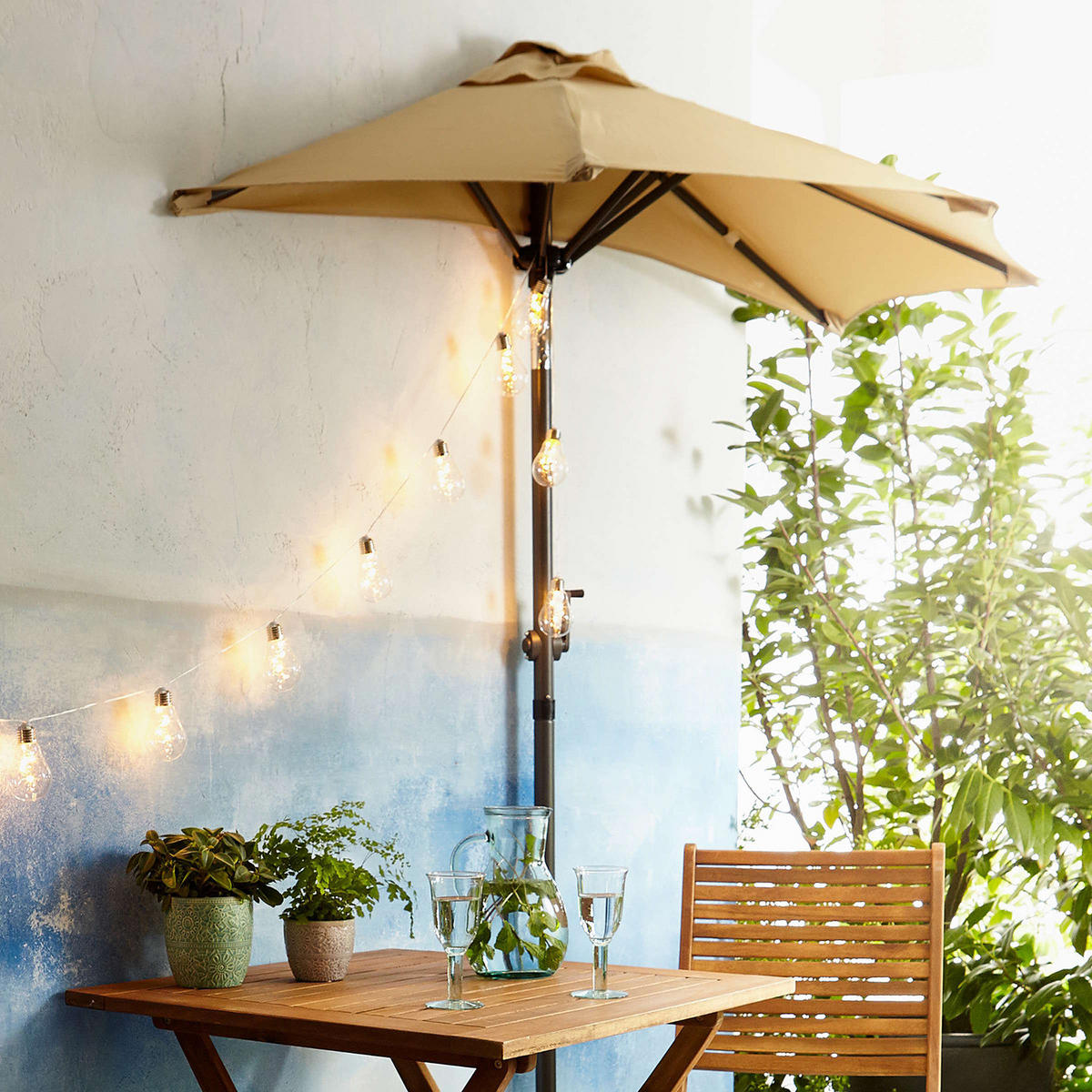 SONNENSCHIRM Siesta - Beige, Textil/Metall (184/94cm) - Butlers