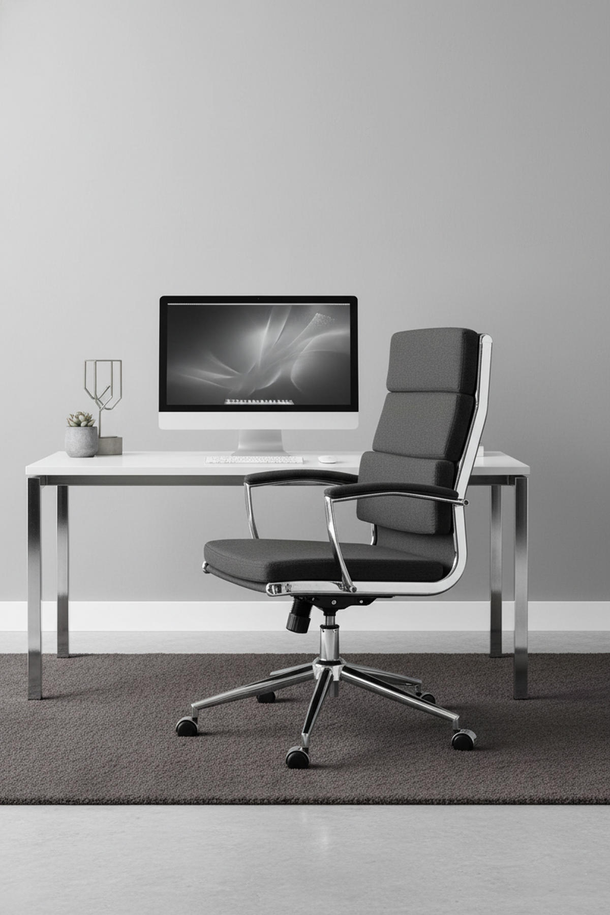 BÜROSTUHL Cyron Stoff dunkelgrau - Chromfarben/Dunkelgrau, Textil/Metall (61/115/65cm) - TPFLiving