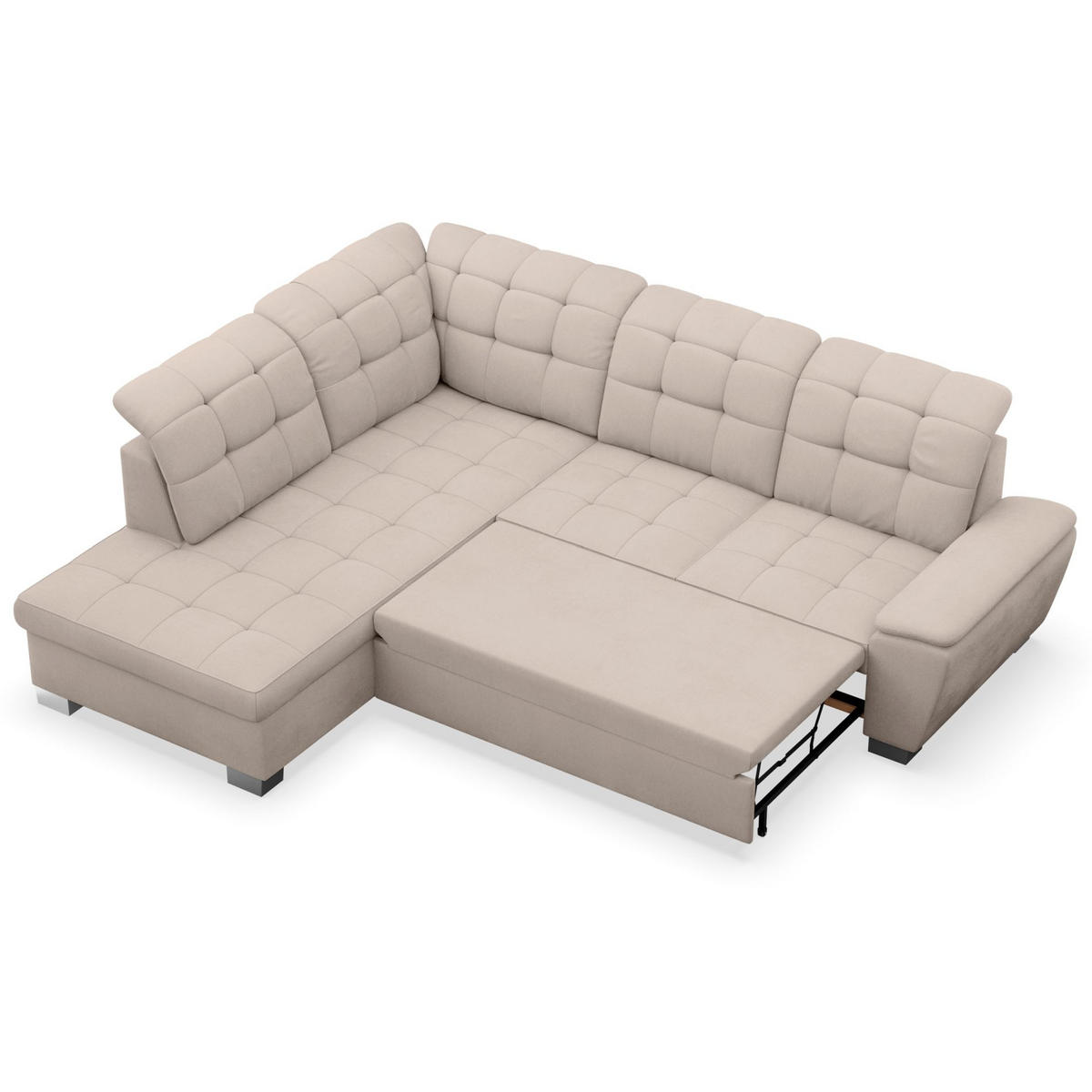 ECKSOFA Jamaal Beige linksseitig - Beige/Schwarz, Textil (258/212cm) - Selsey