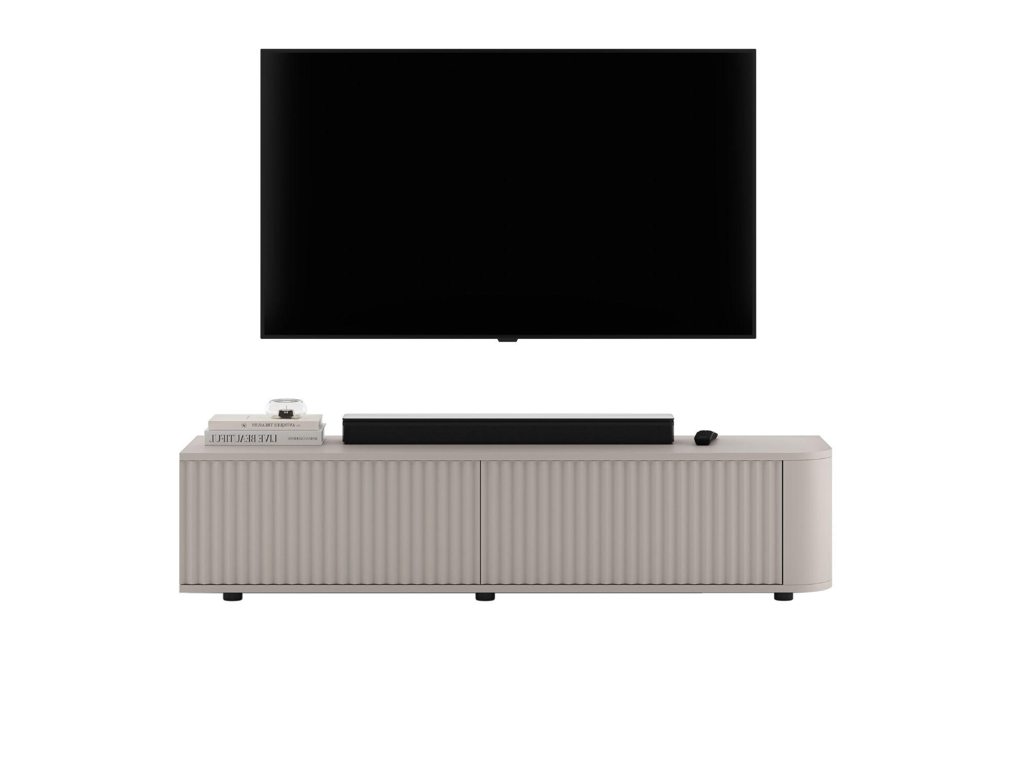 Meble Lindner TV stolek Aurora kašmírový matný 140 cm s nízkými nožkami
