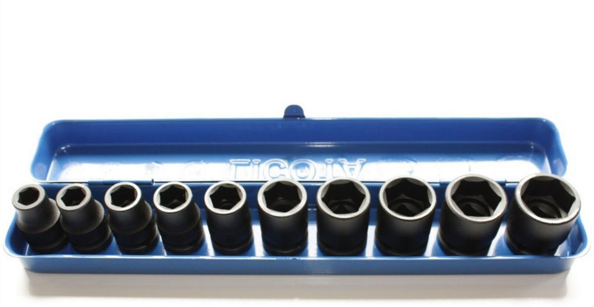 NUSSSATZ Schlagschrauber, 1/2 Zoll, 10-24mm, in Metallkassette - Chromfarben, Metall (30/3.8/3.8cm) - BONI-SHOP