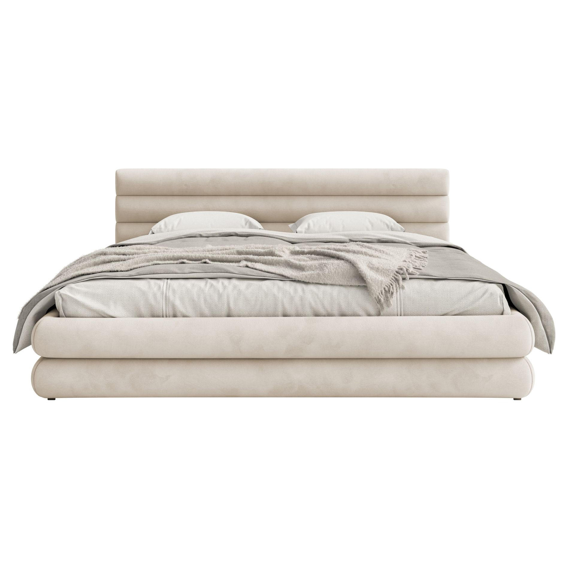 POLSTERBETT Alegre Hellbeige Samt 180x200 cm - Ecru/Schwarz, Kunststoff/Textil (180/200cm) - Selsey