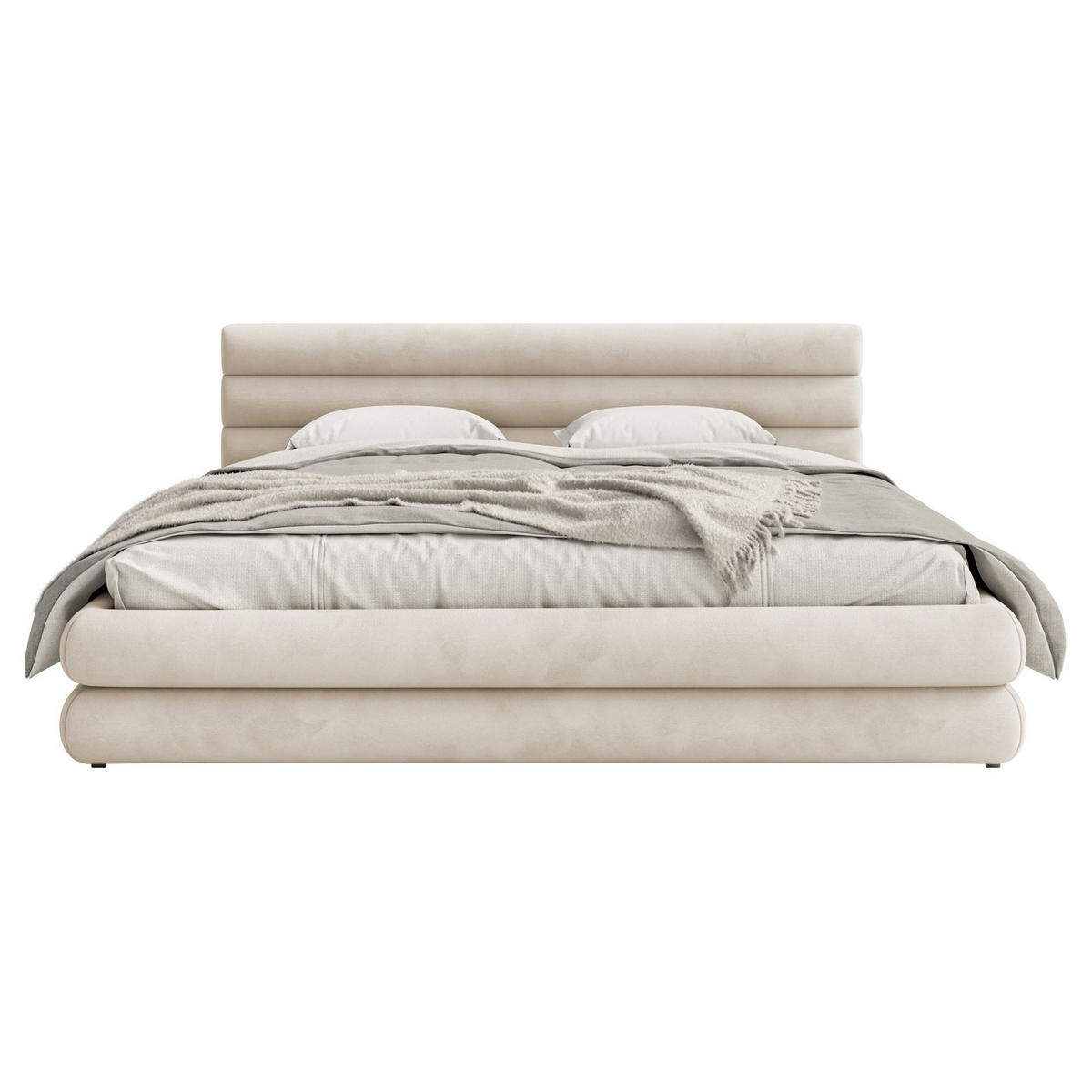 POLSTERBETT Alegre Hellbeige Samt 180x200 cm - Ecru/Schwarz, Kunststoff/Textil (180/200cm) - Selsey