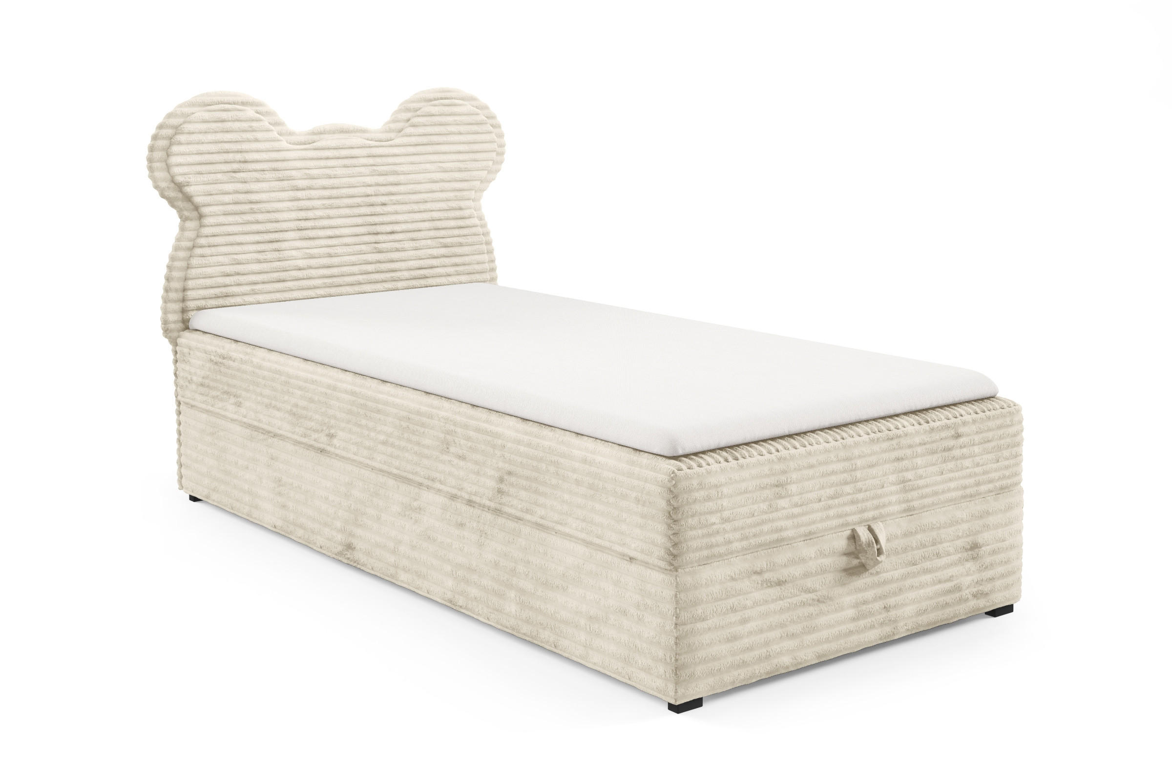 BOXBETT TEDDY 100/200 Cord-Samt Ecru H3 - Ecru, Holz/Holzwerkstoff (100/200cm) - Deine Möbel 24