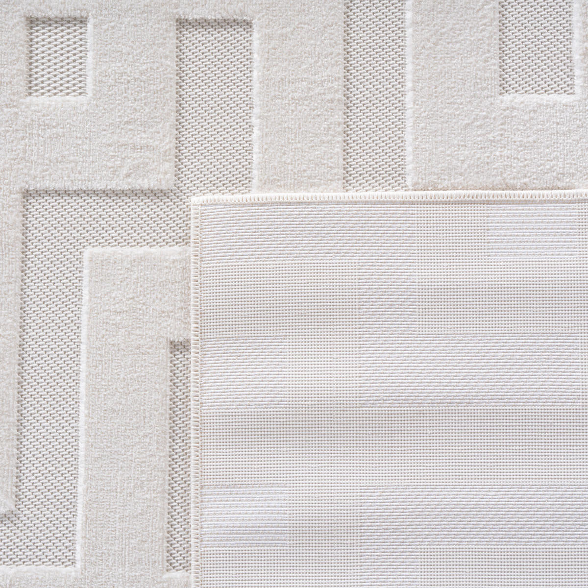 TEPPICH In-/Outdoor Kurzflor 3D-Wellenoptik Polypropylen Balkon Creme Rechteckig 140x200 - Creme, Textil (140/200cm) - KADIMA DESIGN