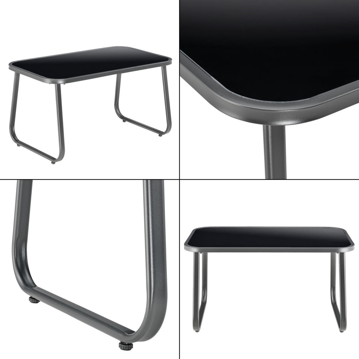 GARTENMÖBEL-SET 4 TLG. Anzi - Grau, Glas/Textil - casa.pro