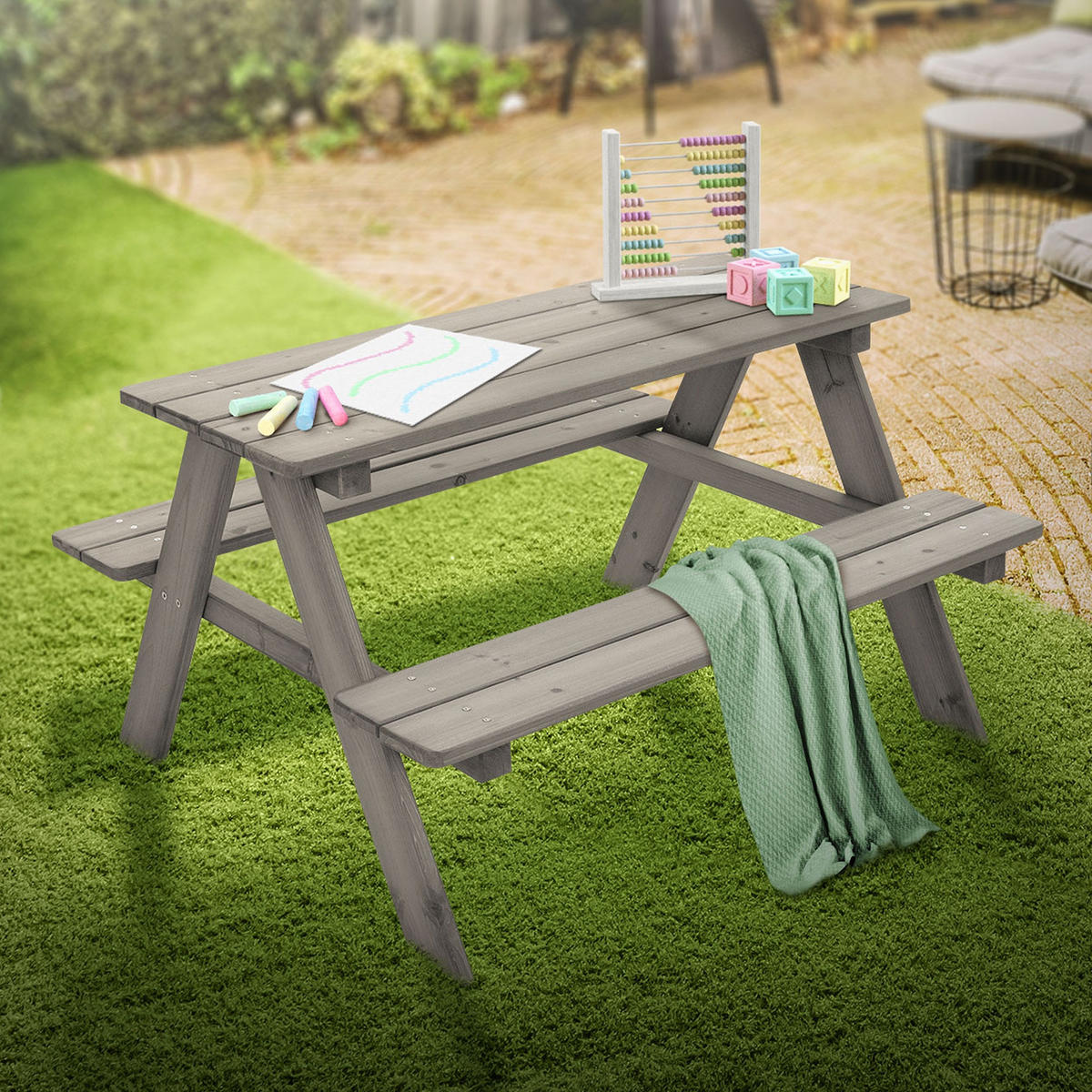 KINDERSITZGARNITUR Grau - Grau, Holz - ML-DESIGN