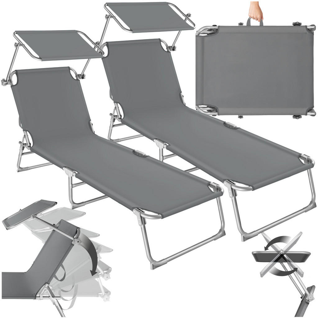 Thumbnail - tectake Gartenliege, Grau, Kunststoff, 68x28x190 cm, Gartenmöbel, Gartenliegen