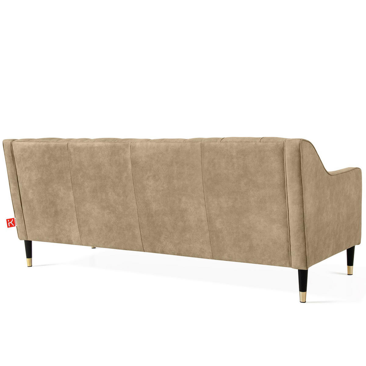 3-SITZER-SOFA NOMUS Velours, gesteppt, leicht Beige - Wengefarben/Hellbraun, Holz/Holzwerkstoff (192/78/80cm) - KONSIMO®